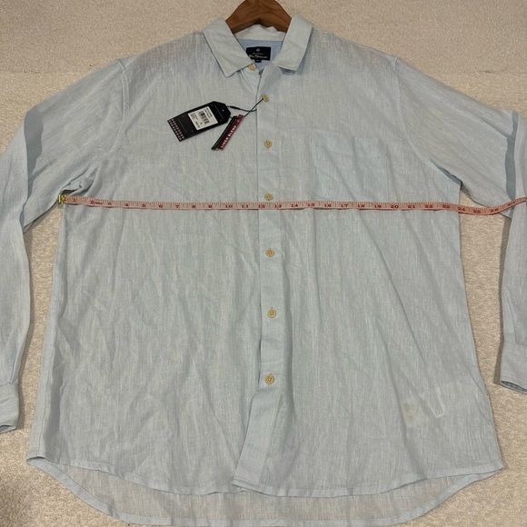 Ben Sherman Linen Blend Button Down Shirt Light Blue Men’s Size XL NEW WITH TAGS - Picture 6 of 6